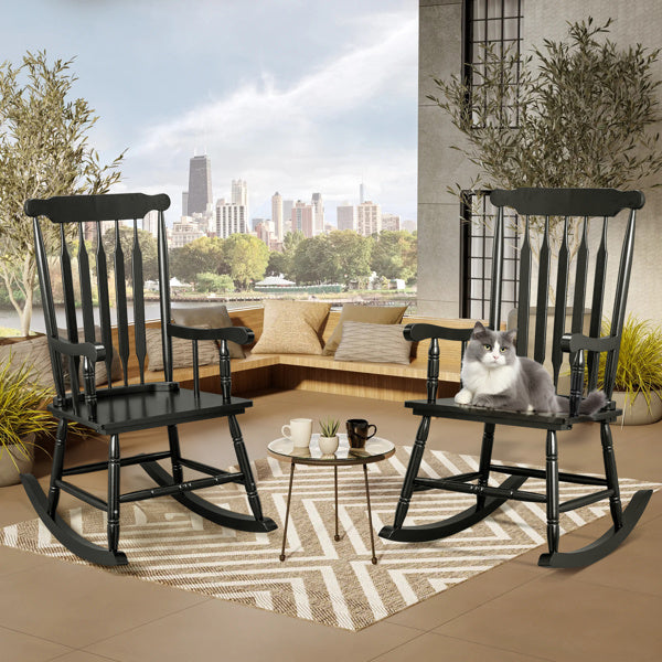 LuxePorch™ Windsor Rocking Chair – Black Poplar Wood