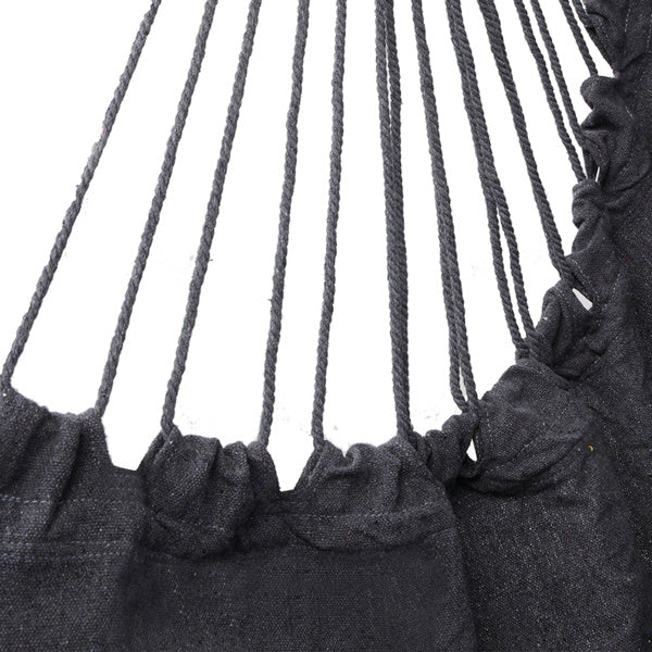 LuneluX Boho Hanging Chair – Gray Fringe + Cushions