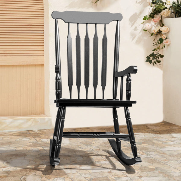 LuxePorch™ Windsor Rocking Chair – Black Poplar Wood