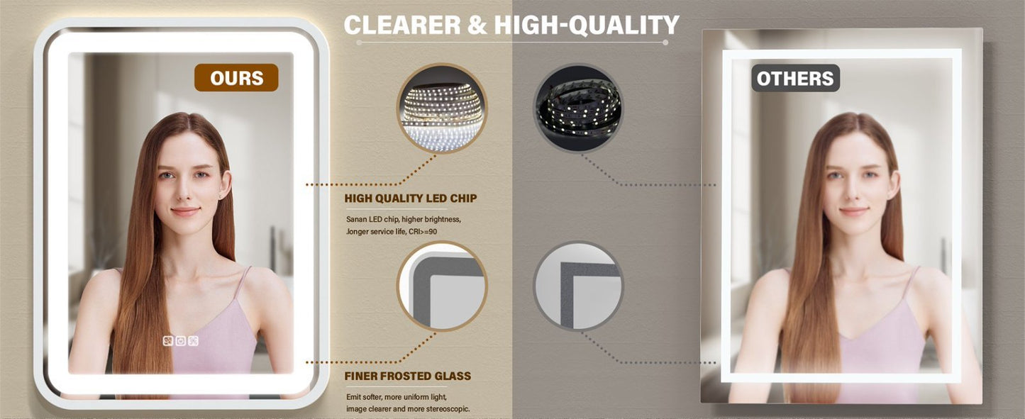 Smart LED Bathroom Mirror – Anti-Fog & Touch Control (LuneluX Home)