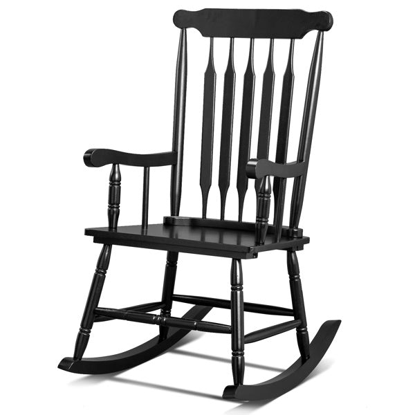 LuxePorch™ Windsor Rocking Chair – Black Poplar Wood