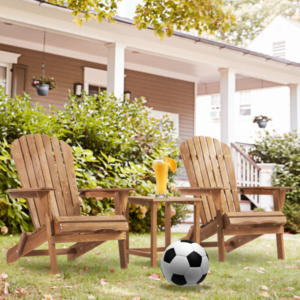 Wooden Folding Adirondack Chair Set – 2 Pc Light Finish (LuneluX Home)