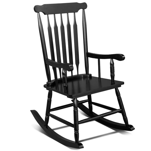 LuxePorch™ Windsor Rocking Chair – Black Poplar Wood