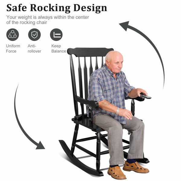 LuxePorch™ Windsor Rocking Chair – Black Poplar Wood