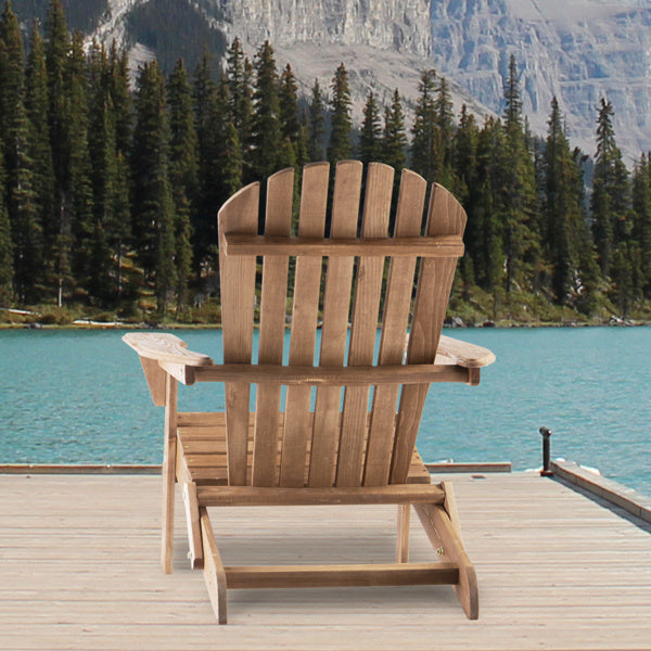 Wooden Folding Adirondack Chair Set – 2 Pc Light Finish (LuneluX Home)