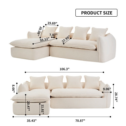 Oversized L-Shape 3-Seater Sofa + Chaise – LuneluX Home