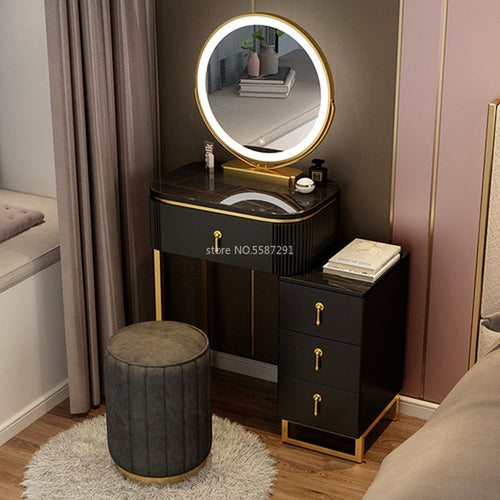 Slate Makeup Vanity Set w/ LED Mirror & Drawers