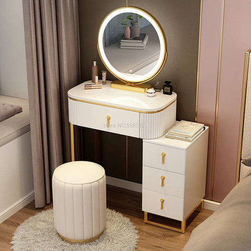 Slate Makeup Vanity Set w/ LED Mirror & Drawers