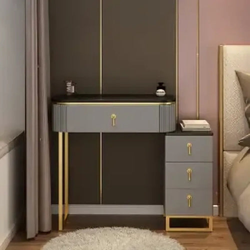 Slate Makeup Vanity Set w/ LED Mirror & Drawers