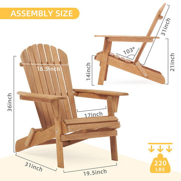 Wooden Folding Adirondack Chair Set – 2 Pc Light Finish (LuneluX Home)
