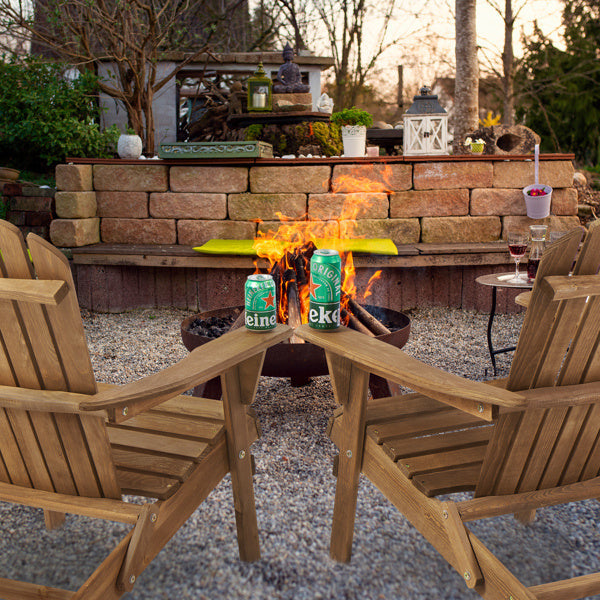 Wooden Folding Adirondack Chair Set – 2 Pc Light Finish (LuneluX Home)