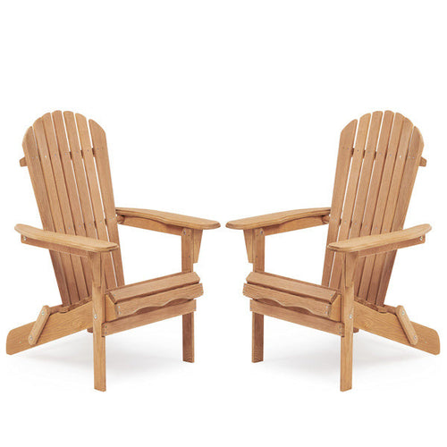 Wooden Folding Adirondack Chair Set – 2 Pc Light Finish (LuneluX Home)