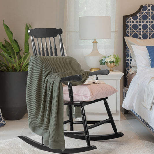 LuxePorch™ Windsor Rocking Chair – Black Poplar Wood