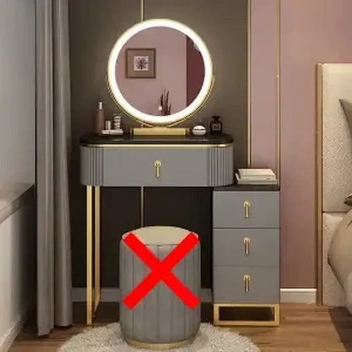 Slate Makeup Vanity Set w/ LED Mirror & Drawers