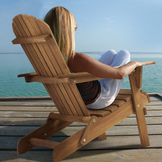 Wooden Folding Adirondack Chair Set – 2 Pc Light Finish (LuneluX Home)